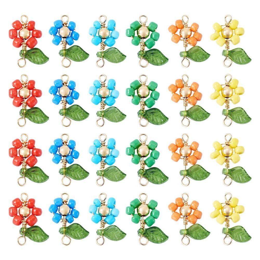 8499 Flower Earring Charms 36Pcs Flower Connector Pendants Sunflower Charm
